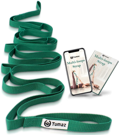 Stretching Strap, 10-Loop Non-Elastic Yoga Strap | Designed for stretching, yoga, Pilates and rehab with 10 loops, durable webbing and a longer 79-inch design