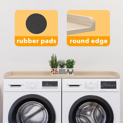 SpaceAid Washer Dryer Countertop, Laundry Wood Shelf Topper with Edge, 54" Width x 27.5" Depth Cover Guard Organizer for Washer and Dryer Laundry Hamper Counter Storage Organization (Black)