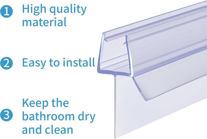 2-Pack ShowerDoor Bottom Seal 3/8" x 36" Polycarbonate Frameless Ultra Clear Shower Door Seal Strip for Glass Doors Stop Leaks and Create a Water Barrier Replacement Shower Cubicle