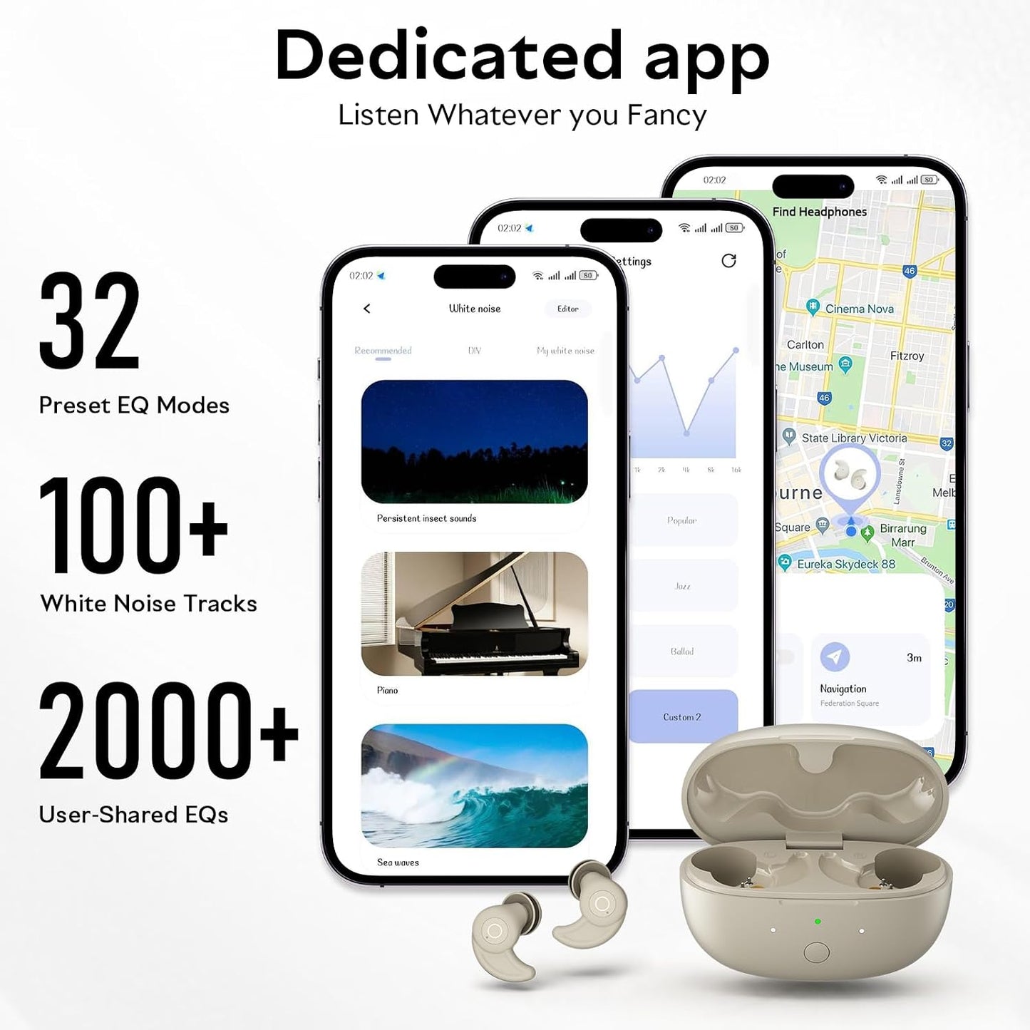 OHAYO Sleep Earbuds Bluetooth 6.0 Noise Cancelling Headphones for Side Sleepers No Touch Control Tiny Sleeping Ear Buds