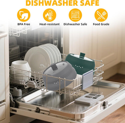 Microwave Splatter Cover Glass Guard Lid with Collapsible Silicone for Food Pot Plate Cover 9.8 inch Dark Blue