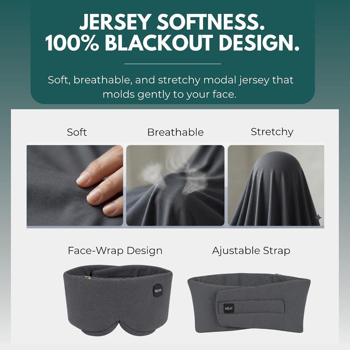 Heated Eye Mask – Cordless Electric Warm Eye Compress for Dry Eyes, Stye & Eye Strain Relief – 4 Heat Settings, Rechargeable, Light-Blocking, Blackout, Washable Cover (Ocean Stone)