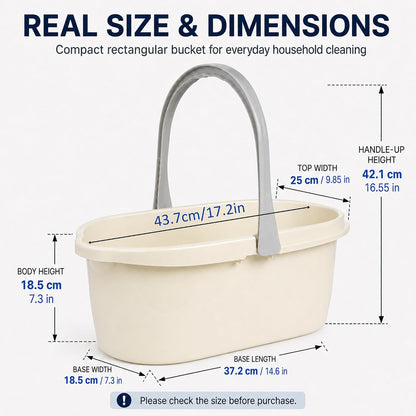 Haundry Compact Mop Bucket with Handle, Rectangular Cleaning Bucket and Caddy for Cleaning Supplies, 10L, Grey