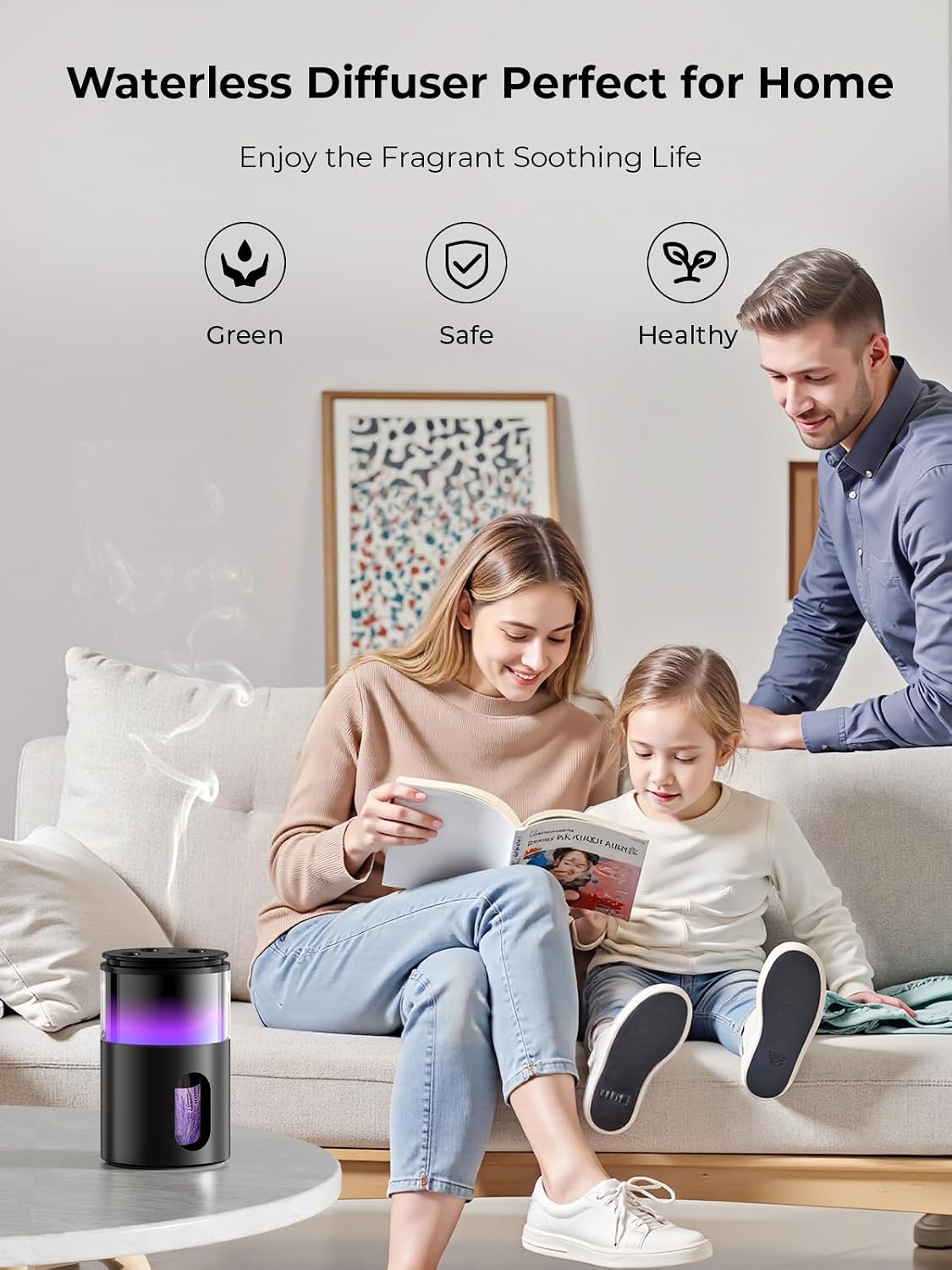 Waterless Essential Oil Diffuser: 𝟗-𝐂𝐨𝐥𝐨𝐫 𝐋𝐄𝐃 for Home