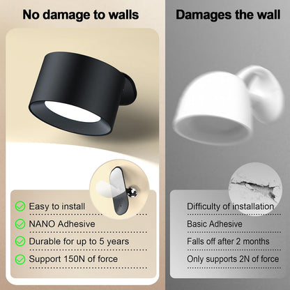 LED Wall Mounted Lights, Rechargeable Battery Operated Wall Sconces Lamp 3 Colors Temps & Remote and Touch, 360°Rotation Dimmable Wall Lights for Study Bedroom Reading Bedside (4-Pack)