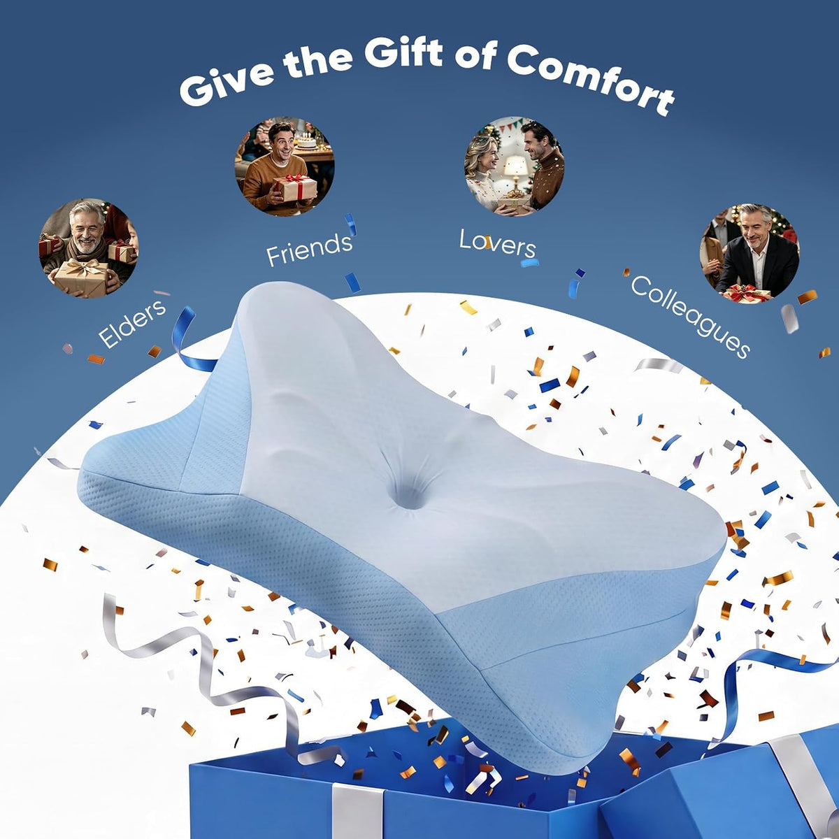 Sweetcrispy Cervical Pillow for Neck Pain Relief, Cooling Memory Foam