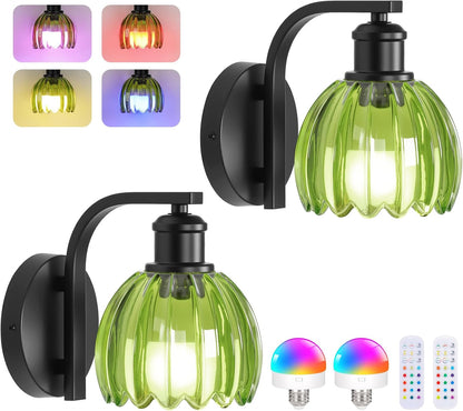Vintage Battery Operated Wall Sconce, Wireless Wall Lights with Bulbs