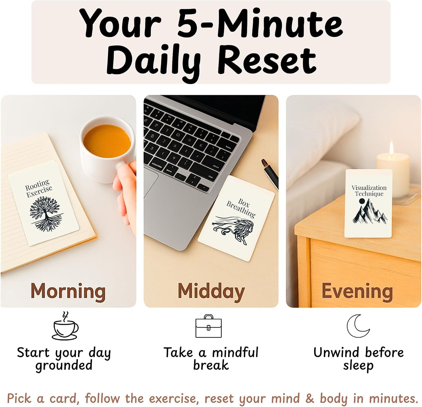 Somatic Therapy Cards: 50 exercises for nervous system regulation | Reset Nervous System, Relieve Anxiety, Soothe Stress, Mindfulness & Breathwork, Daily Movement