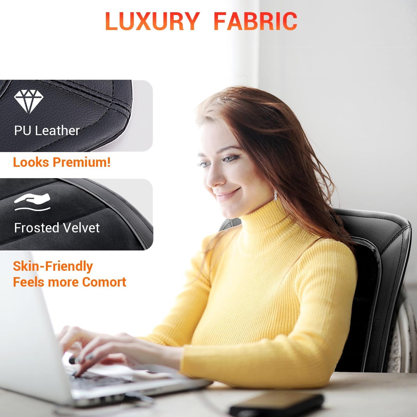 Heated Seat Covers, 43.31”Longer PU Leather Comfortable Seat Cushion, Universal Full Back and Seat Cover for Home Office, Easy to Use Heating Pad for Chairs, Winter Christmas Gift | Universal Full Back and Seat Cover for Home Office, Easy to Use Heating
