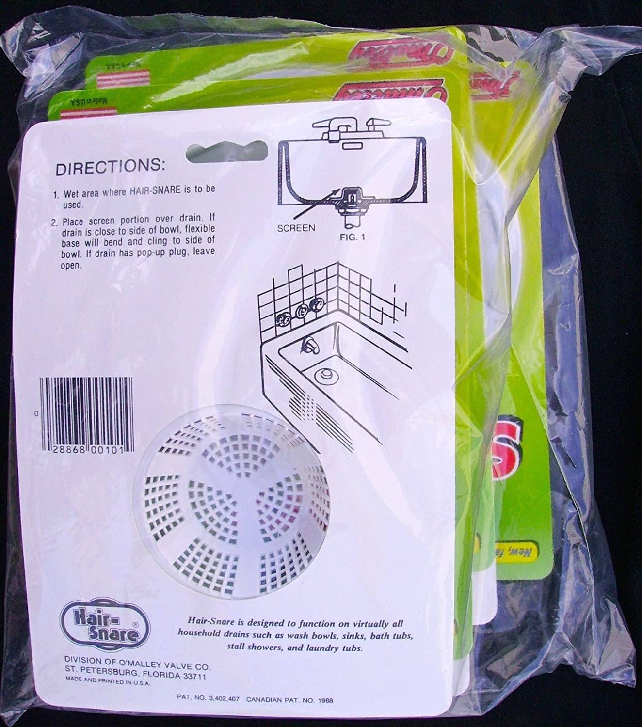 O'Malley Hair Snare Drain Cover Universal - White (2 Pack) …