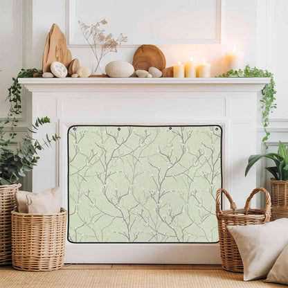 Magnetic Fireplace Cover White Vines Fireplace Screen Decorative Flowers Leaves Tree Branches Insulation Fireplace Blocker Blanket Save Energy Fireplace Draft Stopper Covers for Living Room 39x32 Inch