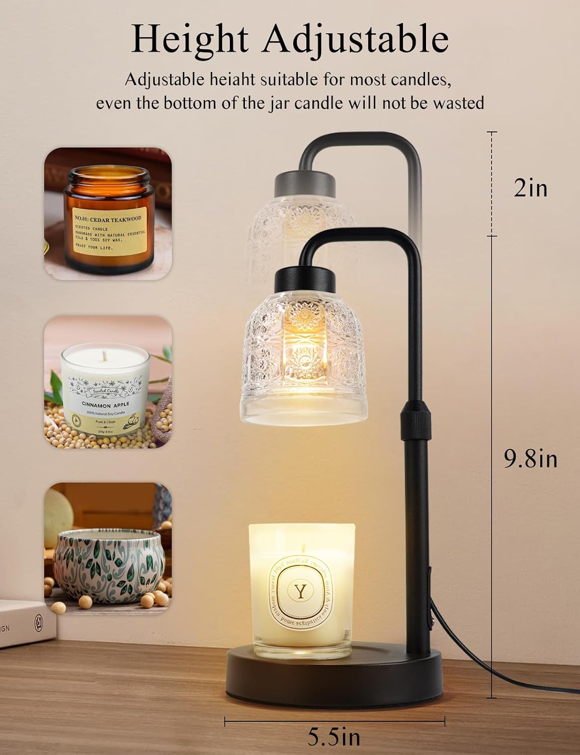 Candle Warmer Lamp with Timer Dimmable, Adjustable Lamp Candle Warmer, Birthday Gifts for Women Mom, Wax Warmer Lamp for Scented Jar, House Warming Gifts New Home Decor