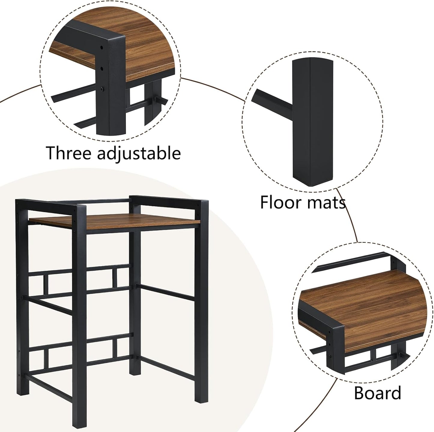 Heavy Duty Steel Shelf Over Washer and Dryer, Portable Washer and Dryer Stand, Laundry Room Organizer with Adjustable Laminate, Washing Machine Shelf for Bathroom and Laundry Room (Black-A)