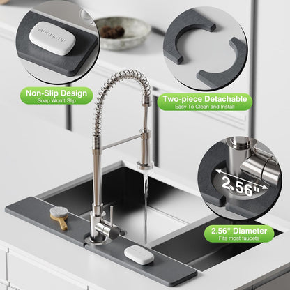 Premium Stone Faucet Mat for Kitchen Sink, 30" x 4" White | Quick Drying & Water Absorbent, Sink Splash Guard Tray for Prevents Moisture Buildup