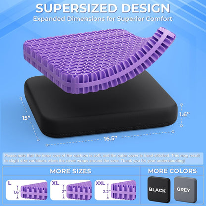 TushGuard Gel Seat Cushion for Long Sitting, Breathable Thick Patent Design