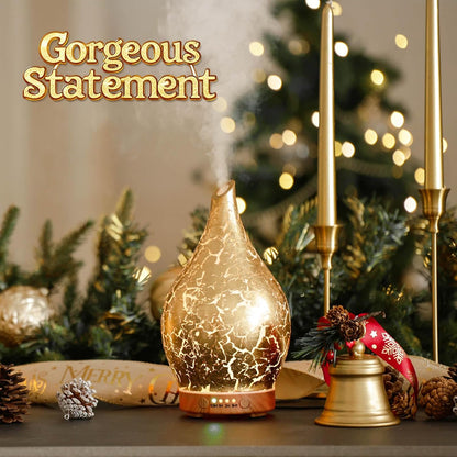 Porseme Oil Diffuser 3D Glass Aromatherapy Ultrasonic Humidifier, Air Refresh Auto Shut-Off, Timer Setting, BPA Free for Home Hotel Yoga Leisure SPA Gift 150ml Last 6H - Colors A