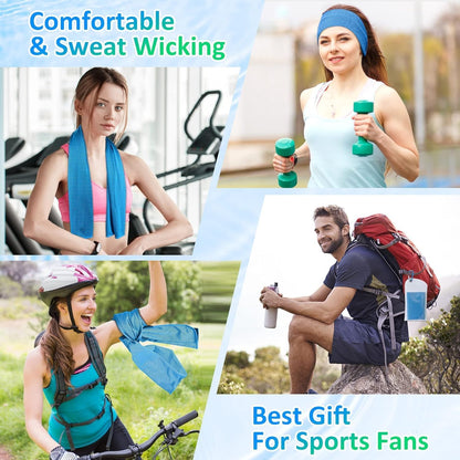 Cooling Towels 8 Pack(40"x12")for Neck and Face, Cooling Neck Wraps for Gym | Sweat wicking, Quick dry, Breathable, Reusable, Absorbent, Cold Towel for Running, Yoga, Travel, Climbing