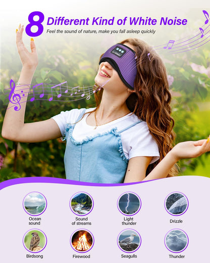 LC-dolida Sleep Headphones, White Noise Bluetooth Sleep Mask 3D Breathable Wireless Eye Mask for Timing, Sleep Mask with Bluetooth Headphones for Side Sleepers Travel Yoga, Cool Gadgets for Women Men