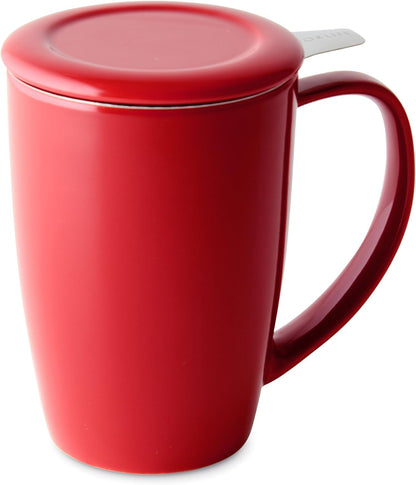 FORLIFE Curve Tall Tea Mug with Infuser and Lid 15 ounces, Lime