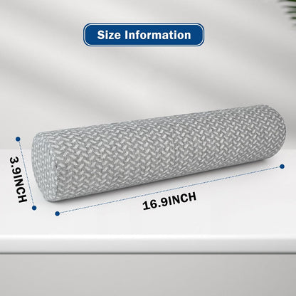 Cervical Neck Roll Pillow, Foam Round Bolster Pillow, Cylinder Pillows with Removable Washable Cover for Sleeping, Bed, Legs, Back, Yoga, Travel, Home, Office (Gray Style 1, 4inch H X 17inche L)