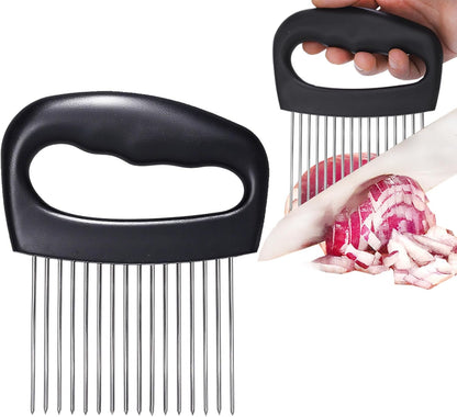 JAYVAR Extra-Large Onion Holder for Slicing, 304 Stainless Steel | 14 Long Needles, Onions Cutter Vegetable Chopper, Tomato Cutter Slicer, Kitchen Gadgets for Evenly Slicing