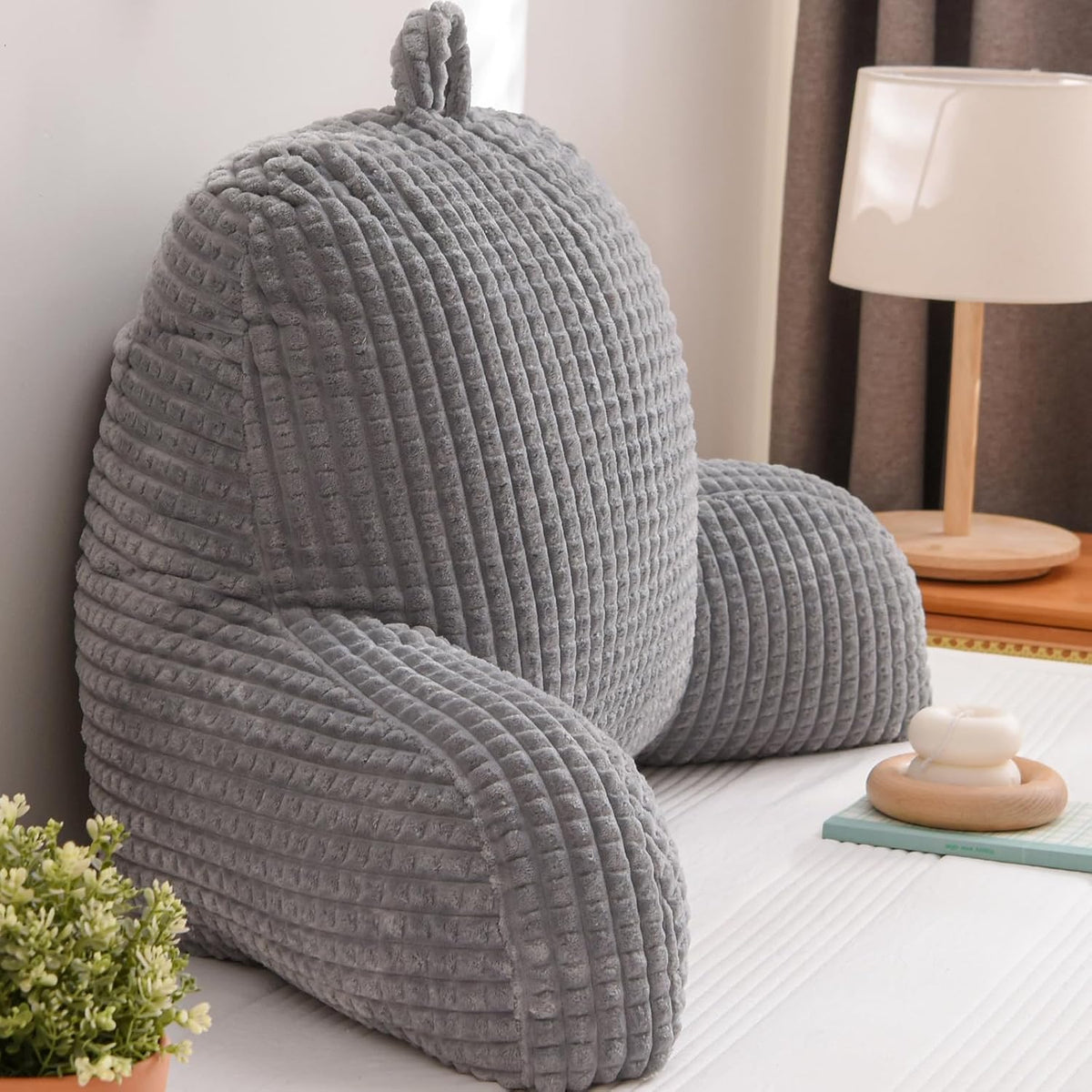 A Nice Night Darkgrey 17" Bed Wedge Pillows with Arms for Sitting
