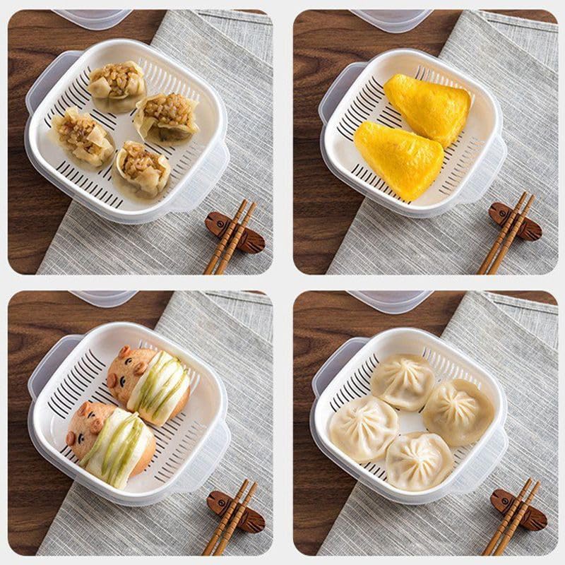 Fruit Storage Containers for Fridge, with Removable Colanders, Double Layer Drainage Preservation Box, Airtight Food Storage Containers with Lids, for Food Washing, Draining, Keeper Fresh (3pcs)