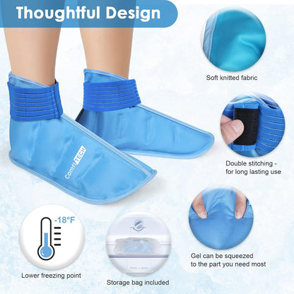 ComfiTECH Foot Ice Pack Wrap for Feet, Cooling Boot for Ankle, Cold Heel Pad for Plantar, Medium | Cold Heel Pad for Plantar, Reusable Cold Gel Relieves Plantar Fasciitis Soreness