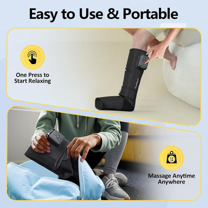 Comfytemp Air Compression Leg Massager for Circulation and Pain Relief FSA | Cordless & Rechargeable, Recovery for Varicose Veins, RLS, Foot and Calf Compression Boots, HSA Eligible (Fit Calf 13"~19")