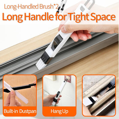 13Pcs Window Track Cleaning Tools - Sliding Door Track Cleaner Kit | Window Sill Cleaner for Door, Tile, Shutter, Corner, Grout, Sink
