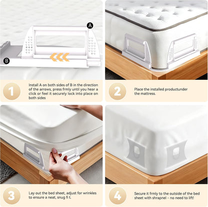 Bed Sheet Holders for Corners and Sides, 4Pcs Heavy Duty Sheet Straps & Grippers, Mattress Sheet Holder Keep Sheets Tight All Night, Universal Fit for Fitted Sheets, Queen King Twin RV