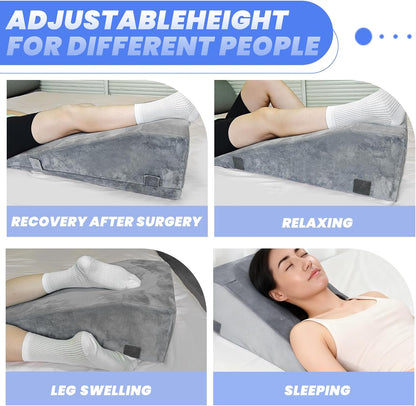 2 Adjustable Arc-Designed Leg Elevation Pillow for After Surgery – Knee Replacement Recovery Aid, Bone Foam Knee Surgery Pillow for Hip & Ankle Pain Relief