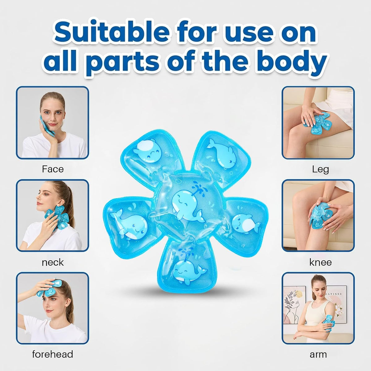Head Gel Ice Pack, Cold Gel Ice Packs for Injuries, Heat Stroke Prevention Cooling Hat Insert, Reusable Ice Packs for Hard Hats, Sun Hats, Cycling Helmets, 4 Packs