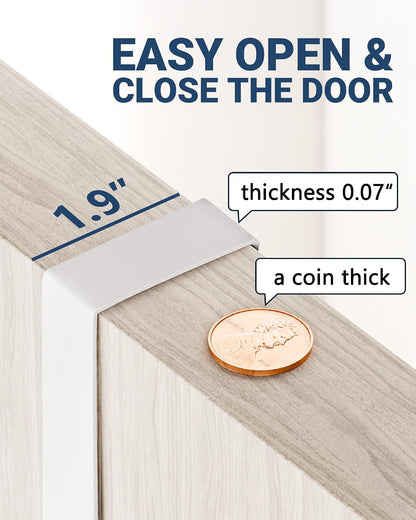 Lorbro Broom Holder Door Mount, Wood Over the Door Broom and Mop Holder | 4 Slots 4 Hooks, No Drill Setup, EVA Protection Pads, Secure Grip, Laundry Garage Closet Kitchen Use, White
