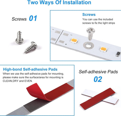 Motion Sensor LED Strip Lighting Kit. Plug in. Perfect to Work as Motion Activated Lighting for Under Cabinets Closets Wardrobe Hallway Stairs Beds Garage Kitchen. 6-Rigid-Strip. Warm White 2700K.