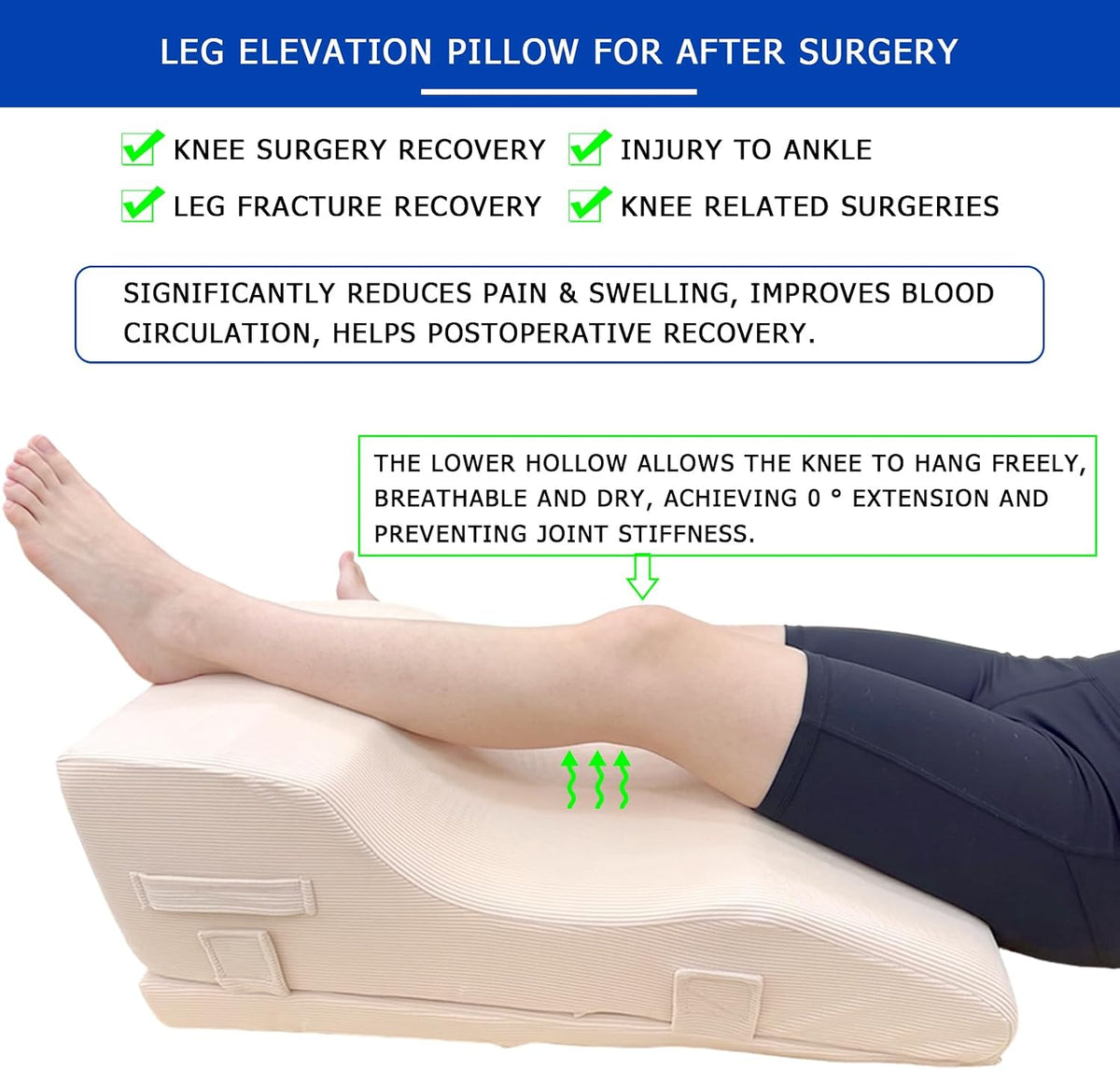 Adjustable Height Leg Elevation Pillow,Removable Knee Insert for Recovery