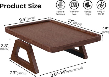 2 Pack Bamboo Couch Arm Tray,Folding Sofa Armrest Table（Natural） | Clip-On Couch Desk,Foldable, high load-bearing, Non-slip, no assembly，easy to wipe clean，Natural bamboo,Gift box