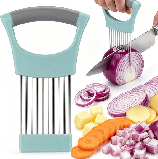 Stainless Steel Onion Holder for Slicing, Green