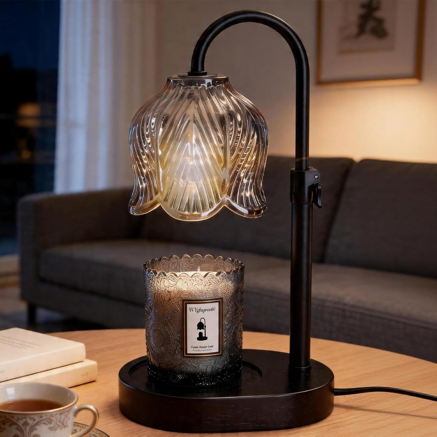 Flower Candle Warmer Lamp, Timer & 4-Level Dimmer, Adjustable Height | Flameless Electric Wax Warmer for Jar Candles, Includes 2 Bulbs, Pink, Home Decor Gift for Mom & Women, Housewarming