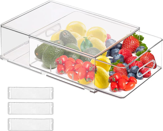 5 Pack Fruit Storage Containers for Fridge,Produce Container for Fridge with Removable Colanders,Leakproof Refrigerator Organizers and Storage for Produce Berry Vegetable Salad Meat Food Keep Fresh