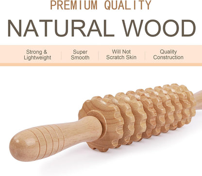 3Pcs Wood Therapy Massage Tools Lymphatic Drainage Massager Wooden Massager Body Sculpting Tools for Maderoterapia,Anti-Cellulite,Pain Relief(3-in-1 Massager)