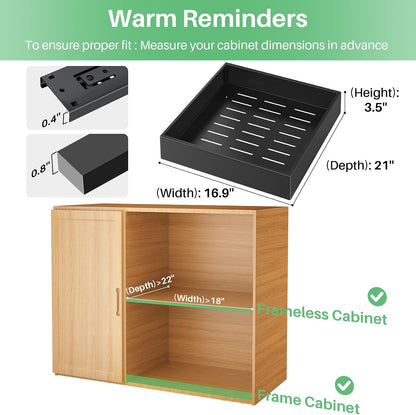 Pull out Cabinet Organizer, 21"Deep, Heavy Duty Full-Extension Slide out Drawers for Kitchen Cabinets with Nano Adhesive, Roll Out Shelf Sliding Cabinet for Pots, Bathroom, Pantry, Under Sink, White