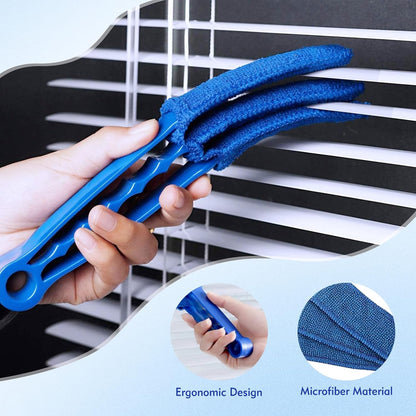 2-Pack Window Blind Cleaner Brush with 6 Washable Microfiber Sleeves | 3-Arm Blind Duster Cleans Top, Bottom, And Sides At Once. Includes 6 Reusable Microfiber Sleeves For Fast, Easy Dust Removal