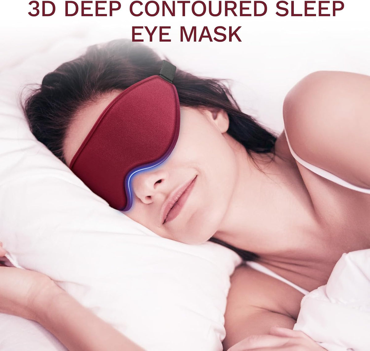 FlyCoco 99% Fully Block Out Light Eye Sleep Mask, 3D Deep Contoured Eyes Cover Zero Pressure, Long Lash Extension Eyes Mask with Adjustable Straps for Sleeping Travel Home Nap Rest Women Men (Pink)