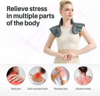 Microwave Heating Pad for Neck and Shoulders, Natural Fillings, Weighted Microwavable Heated Neck Wrap Warmer, Hot and Cold Compress for Relaxation and Soothing, Lavender Scented