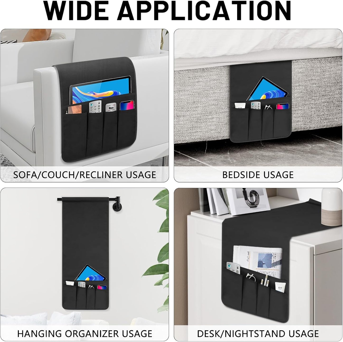 Remote Control Holder for Armchair Caddy，TV Remote Holder Over Chair Arm | Oxford Non-slip Couch Organizer, Arm Chair Caddy for Recliner With 5 Pockets for Key Glasses Phone Magazine