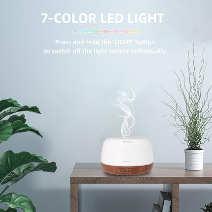 SEEDSEEL 300ML Essential Oil Diffuser with 7-Color LED Lights and Remote Control, Modern Minimalist Design, High-Efficiency Ultrasonic Mist Aromatherapy Diffuser for Home