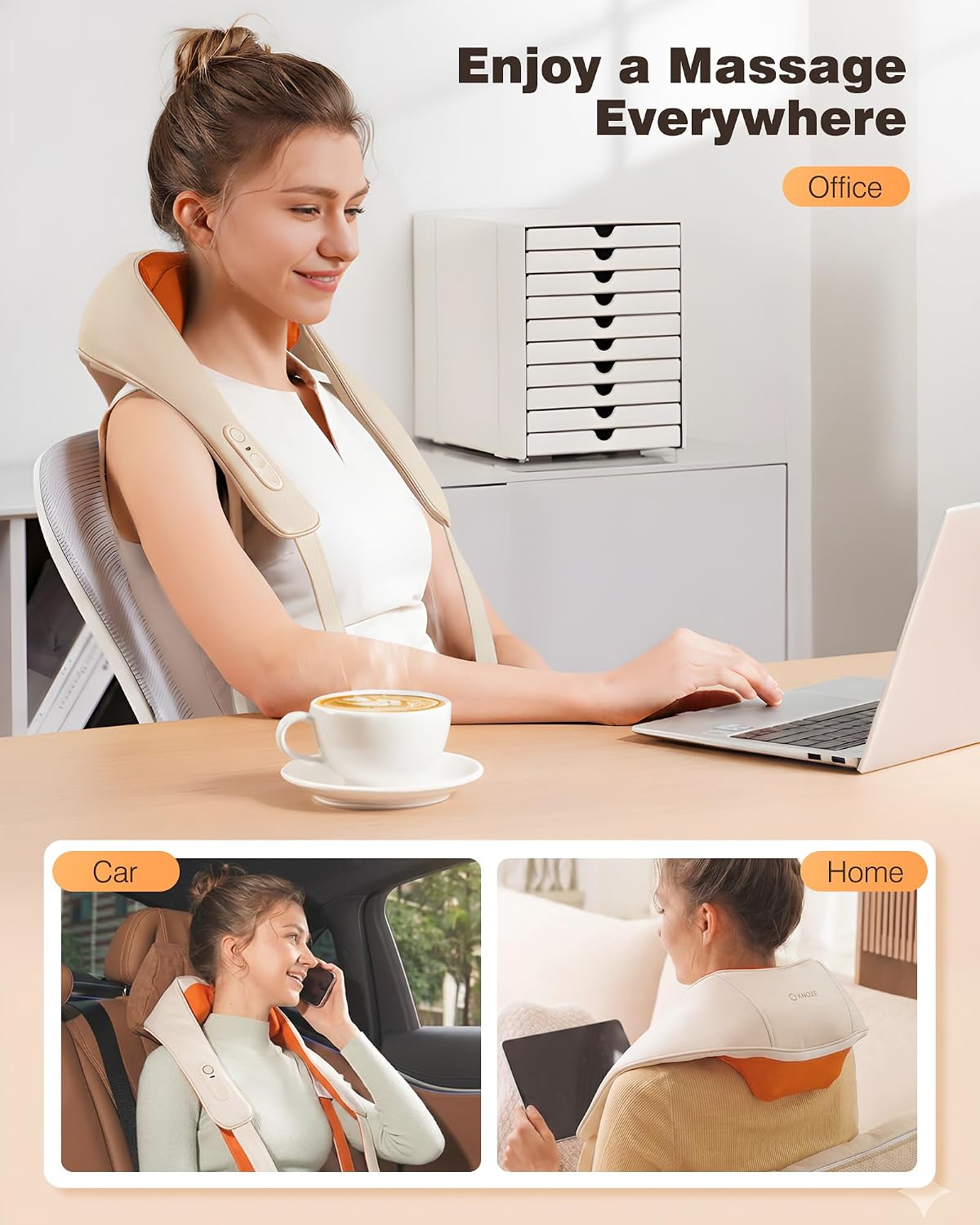Cordless Neck and Shoulder Massager for Pain Relief Deep Tissue with Heat