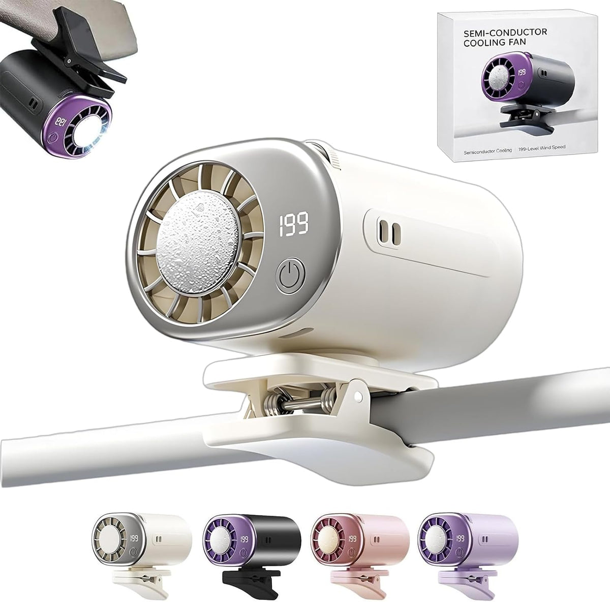 Clip On Air Conditioner Fan, 199 Speeds & 16°C Cooling (Purple)