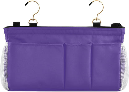 Black Bedside Caddy Storage Bag Bedside Organizer for Bed Rails College Dorm Room Organizer Caddy Hanging Shelf 6 Pockets with Hooks for Drinks Magazine Phone Holder